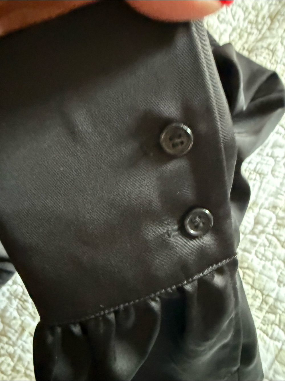 House of Harlow 1960 Black Satin Mock-Neck Blouse - Picture 4 of 8